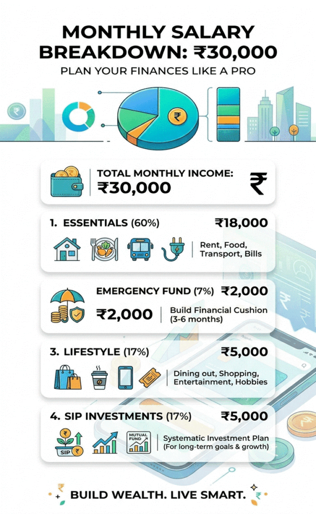 ₹30,000 monthly salary budget allocation for investing beginners