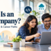 What Is an IT Company? banner showing three colleagues at a laptop with software development, cloud and cybersecurity icons.