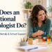 Educational psychologist and child using colourful learning blocks beside the title “What Does an Educational Psychologist Do?”